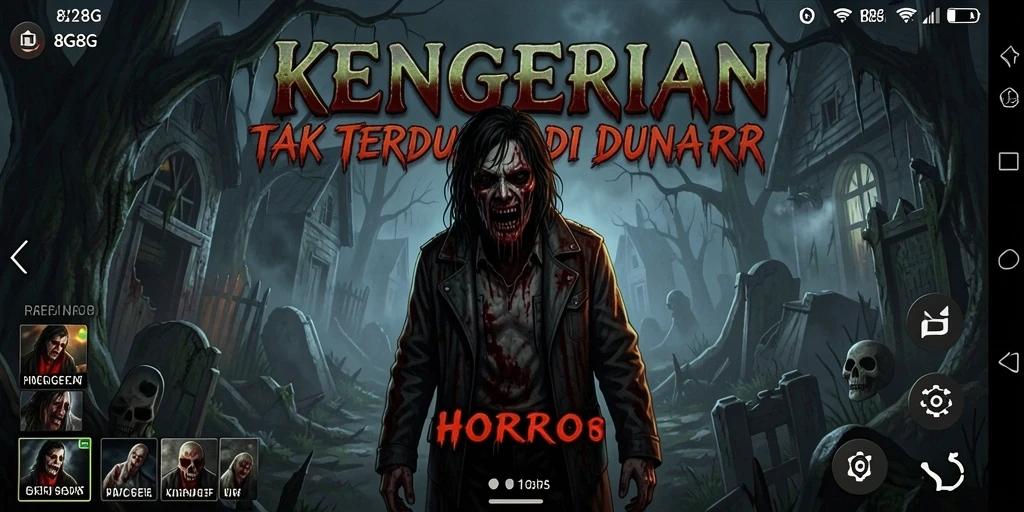 Screenshot gameplay 8G8G menampilkan suasana menakutkan di dalam game.