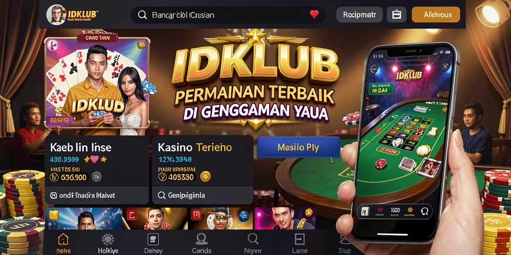 Screenshot gameplay IDKLUB menampilkan berbagai permainan kasino yang menarik.