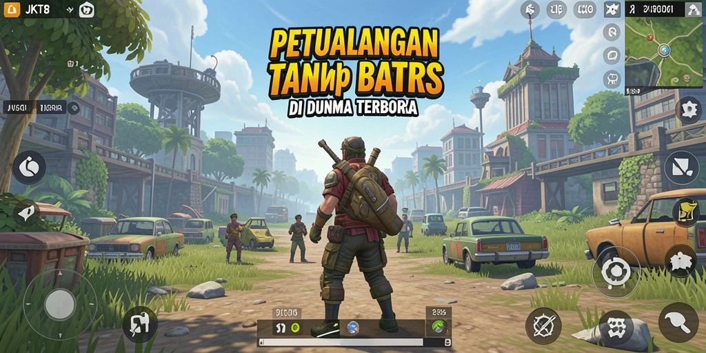 Tangkapan layar menunjukkan pemain menjelajahi dunia terbuka yang luas.