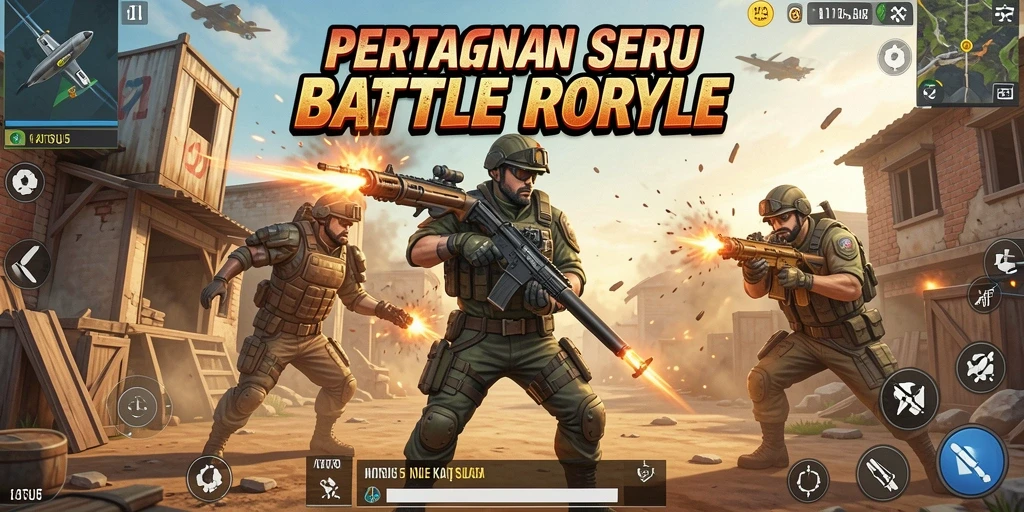 Tangkapan layar utama KATSU5 menunjukkan aksi seru dalam permainan Battle Royale.