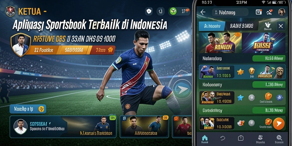 Screenshot utama KETUA menampilkan tampilan aplikasi Sportsbook yang modern dan menarik.