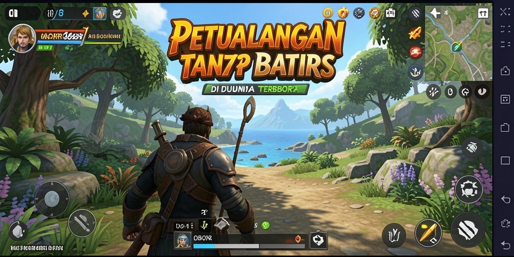 Screenshot dari OBOR138 menunjukkan pemain menjelajahi dunia yang luas.