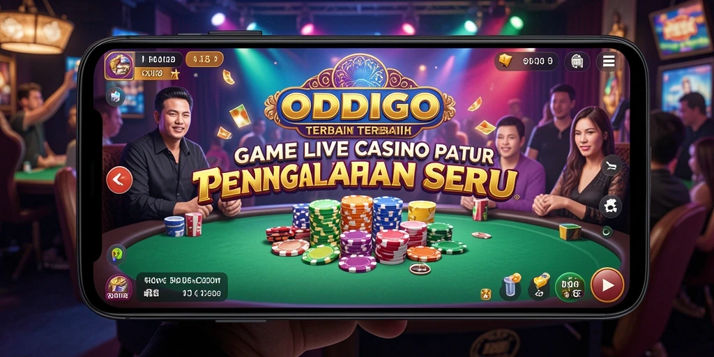 Gambaran jelas gameplay Live Casino ODDIGO dengan dealer langsung dan interaksi sosial.