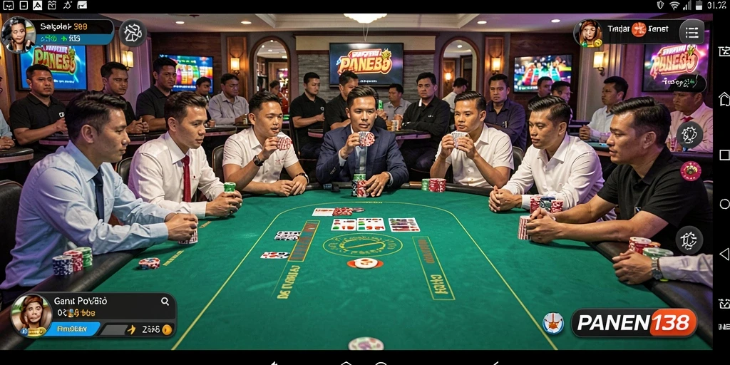 Screenshot gameplay PANEN138 menampilkan aksi Poker yang mendebarkan.