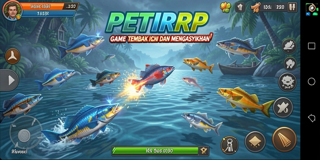 Gameplay seru PETIRRP dengan berburu ikan berwarna-warni.