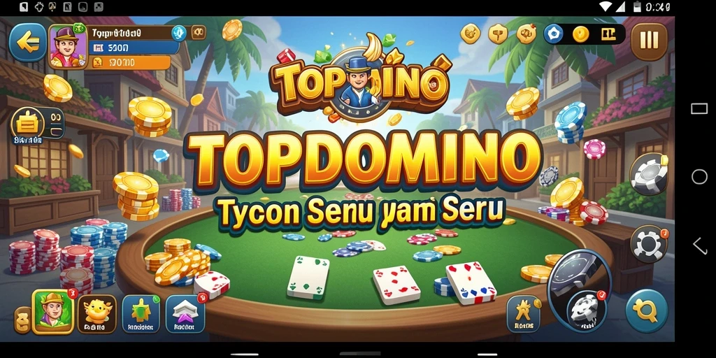 Screenshot utama TOPDOMINO menampilkan gameplay seru dari permainan Tycoon ini.