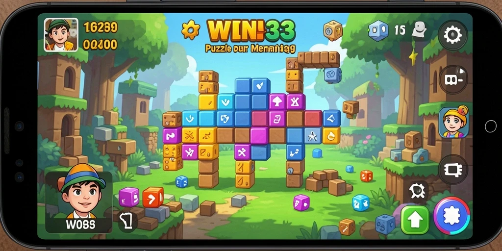 Tampilan gameplay WIN33 yang seru dengan berbagai puzzle menantang.